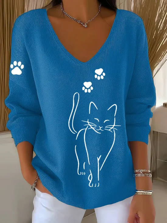 Women Plain Long Sleeve Tee T-shirt V Neck Casual Spring/Fall Top