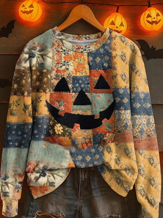 Women Floral Crew Neck Printing Casual Spring/Fall Long Sleeve Sweatshirt
