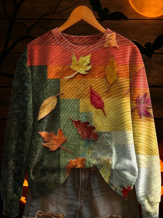 Women Abstract Crew Neck Printing Casual Spring/Fall Long Sleeve Sweatshirt