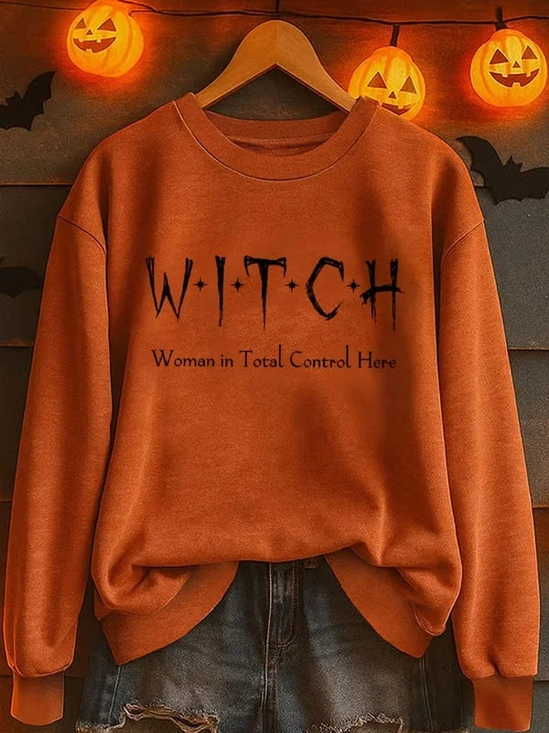 Women Text Letters Crew Neck Printing Casual Spring/Fall Long Sleeve Sweatshirt