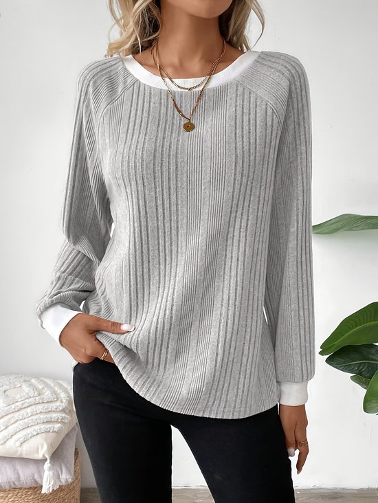 Women Plain Long Sleeve Tee T-shirt Crew Neck Casual Spring/Fall Top