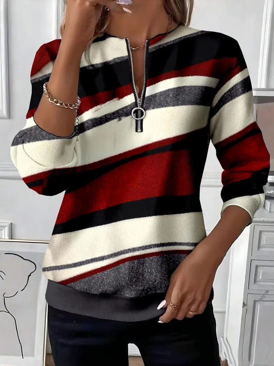 Women Abstract Crew Neck Printing Casual Spring/Fall Long Sleeve Sweatshirt