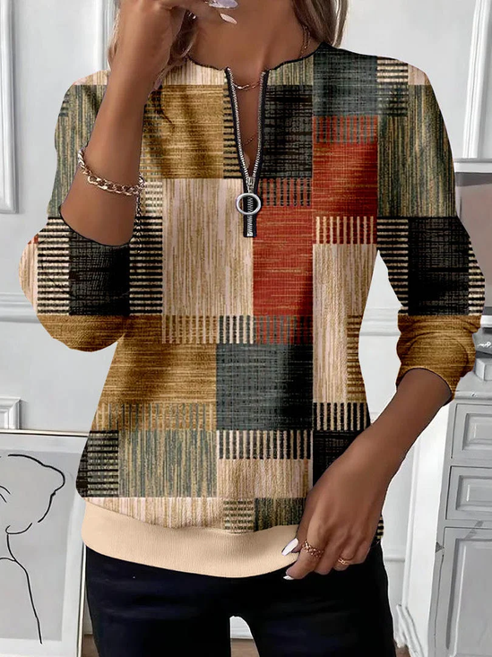 Women Abstract Crew Neck Printing Casual Spring/Fall Long Sleeve Sweatshirt