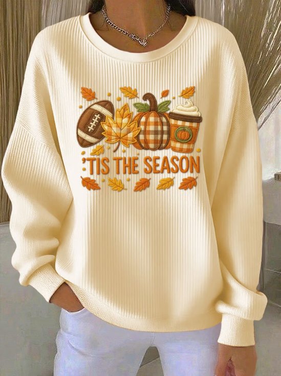 Women Maple Leaf Crew Neck Casual Spring/Fall Long Sleeve Sweatshirt