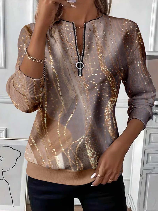 Women Abstract Crew Neck Printing Casual Spring/Fall Long Sleeve Sweatshirt