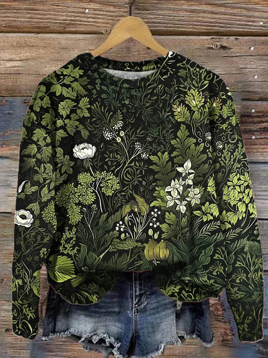 Women Floral Crew Neck Printing Casual Spring/Fall Long Sleeve Sweatshirt