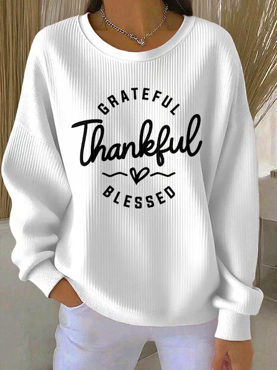 Women Text Letters Crew Neck Casual Spring/Fall Long Sleeve Sweatshirt