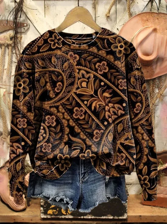 Women
                      Floral Crew Neck Printing Casual Spring/Fall Long
                      Sleeve Sweatshirt