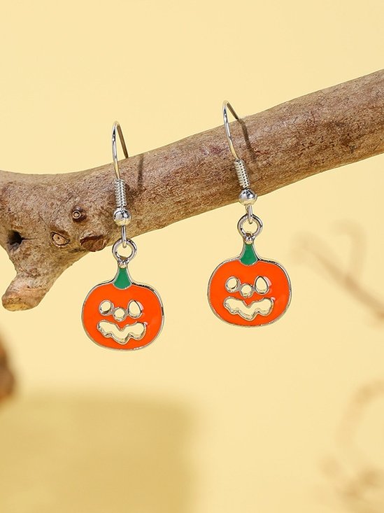 Halloween Earrings Horror Funny Skull Spider Pumpkin Ghost Black Cat Earrings Real Gold Electroplated Jewelry Earrings