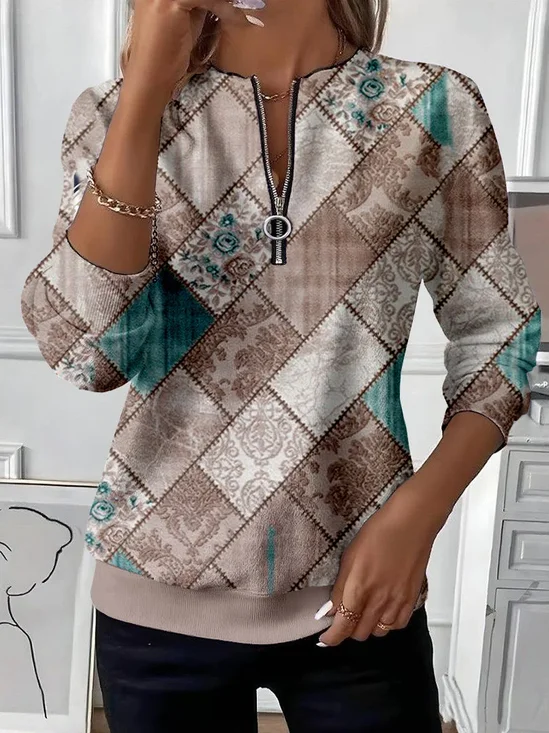 Women Floral Crew Neck Printing Casual Spring/Fall Long Sleeve Sweatshirt