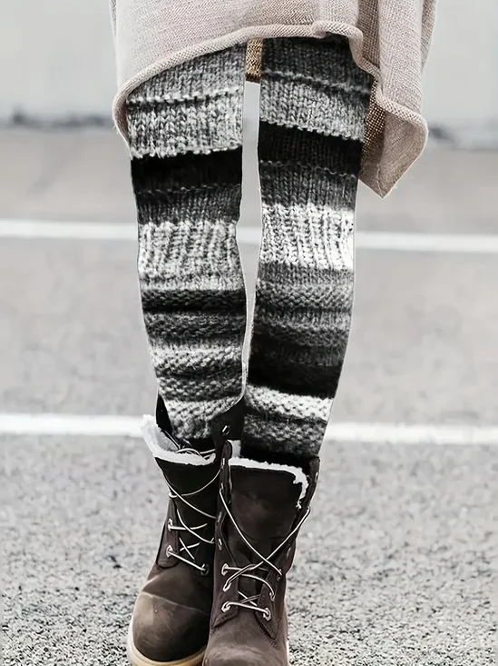 Women Multicolor Block Casual All Season Printing Long Leggings
