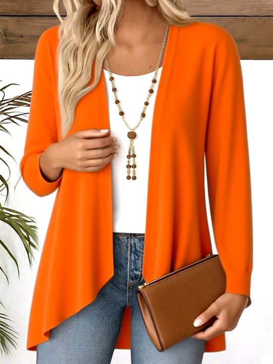 Women Plain Long Sleeve Blouse Spring/Fall V Neck Daily Casual Top