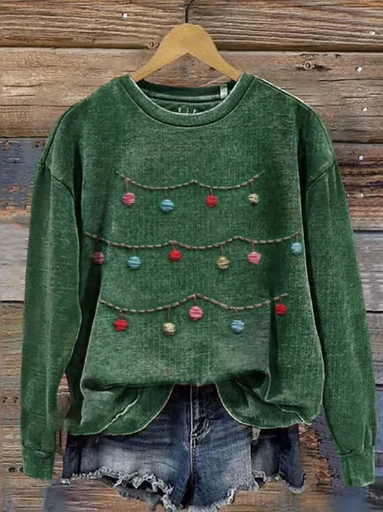 Women Christmas Crew Neck Printing Casual Spring/Fall Long Sleeve Sweatshirt