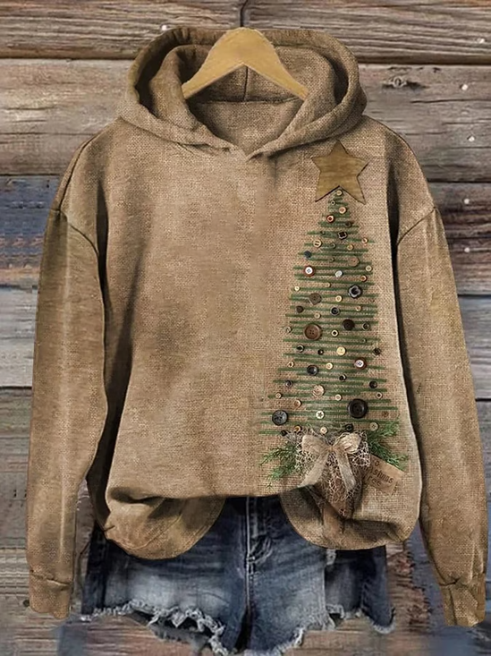Women Christmas Spring/Fall Printing Long Sleeve Casual Daily Hoodie
