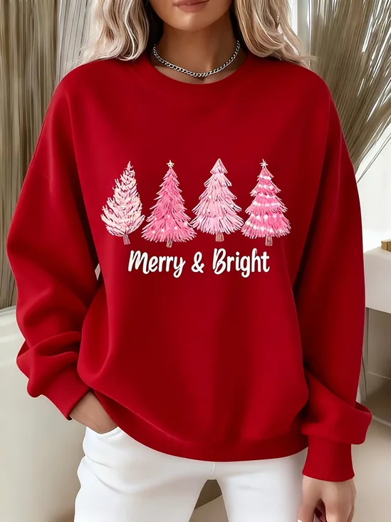 Women Christmas Crew Neck Printing Casual Spring/Fall Long Sleeve Sweatshirt