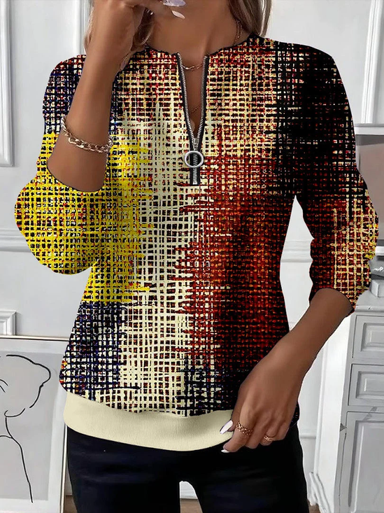 Women Abstract Crew Neck Printing Casual Spring/Fall Long Sleeve Sweatshirt