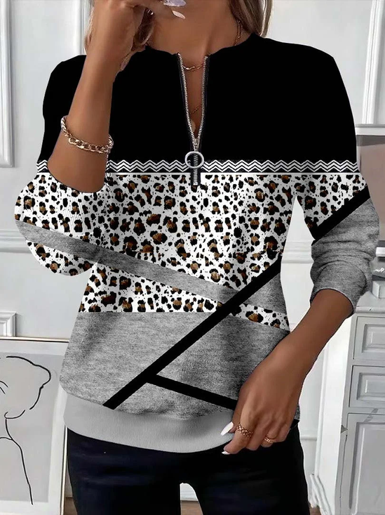 Women Abstract Crew Neck Printing Casual Spring/Fall Long Sleeve Sweatshirt