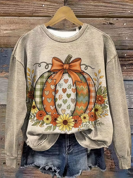 Women Floral Crew Neck Printing Casual Spring/Fall Long Sleeve Sweatshirt