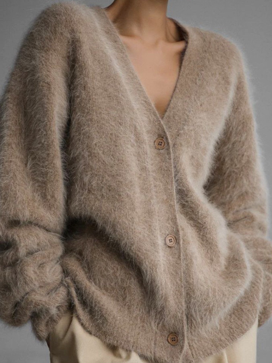 Women Plain Spring/Fall Cover-up Vintage Split Joint Lightweight Cardigan