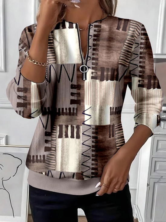 Women Abstract Crew Neck Printing Casual Spring/Fall Long Sleeve Sweatshirt