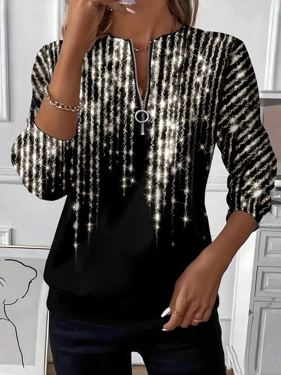 Women Abstract Crew Neck Printing Casual Spring/Fall Long Sleeve Sweatshirt