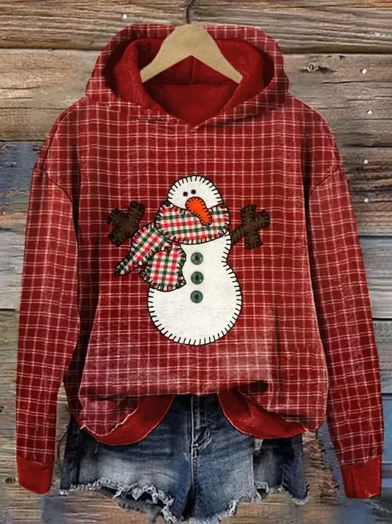 Women Plaid Spring/Fall Printing Long Sleeve Casual Daily Hoodie