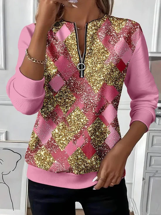 Women Abstract Crew Neck Printing Casual Spring/Fall Long Sleeve Sweatshirt
