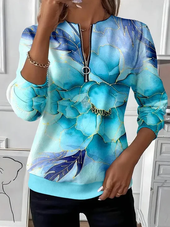 Women Abstract Crew Neck Printing Casual Spring/Fall Long Sleeve Sweatshirt