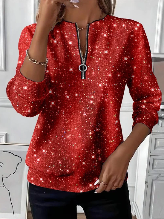 Women Christmas Crew Neck Printing Casual Spring/Fall Long Sleeve Sweatshirt