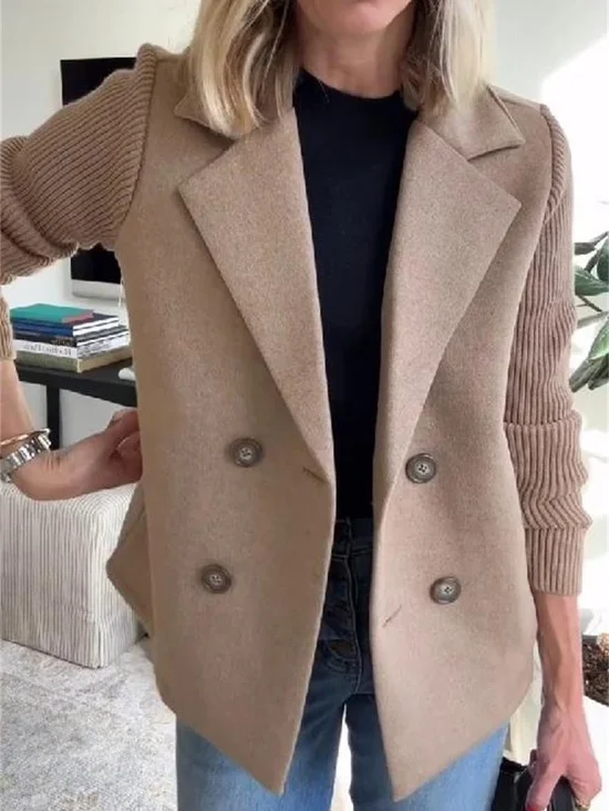 Women's Plain Winter Outerwear Casual Split Joint Mid-long Shawl Collar Overcoat