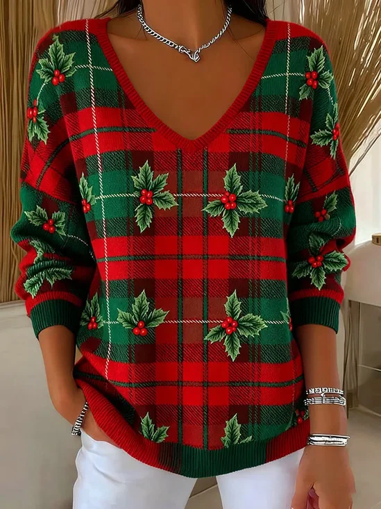 Women Floral Long Sleeve Tee T-shirt V Neck Printing Casual Spring/Fall Top