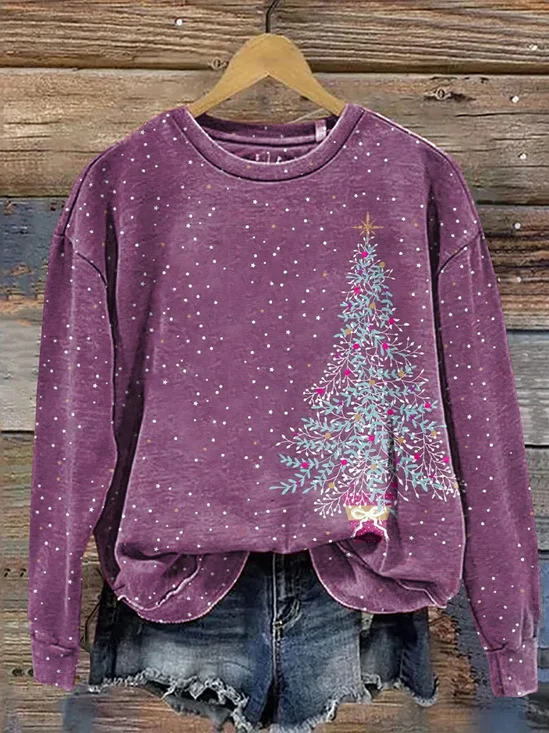 Women Christmas Crew Neck Printing Casual Spring/Fall Long Sleeve Sweatshirt