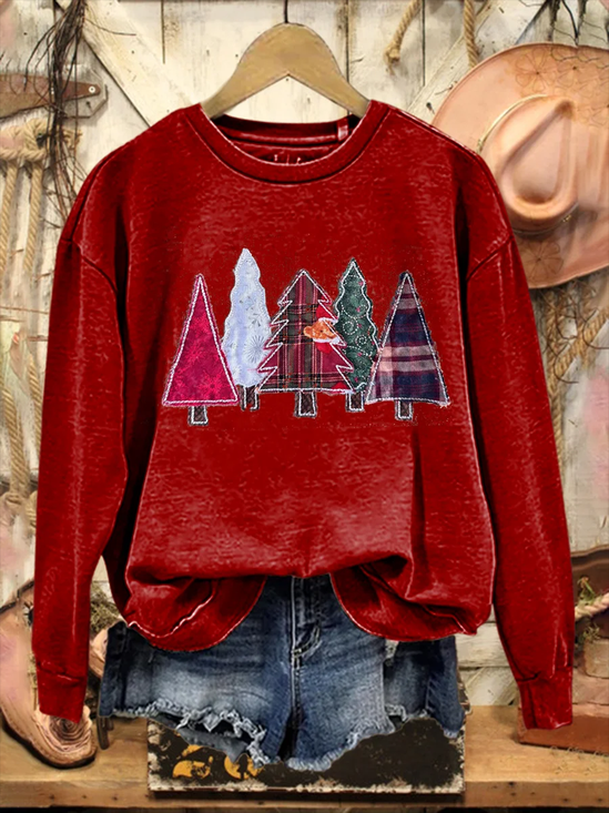 Women Christmas Crew Neck Printing Casual Spring/Fall Long Sleeve Sweatshirt
