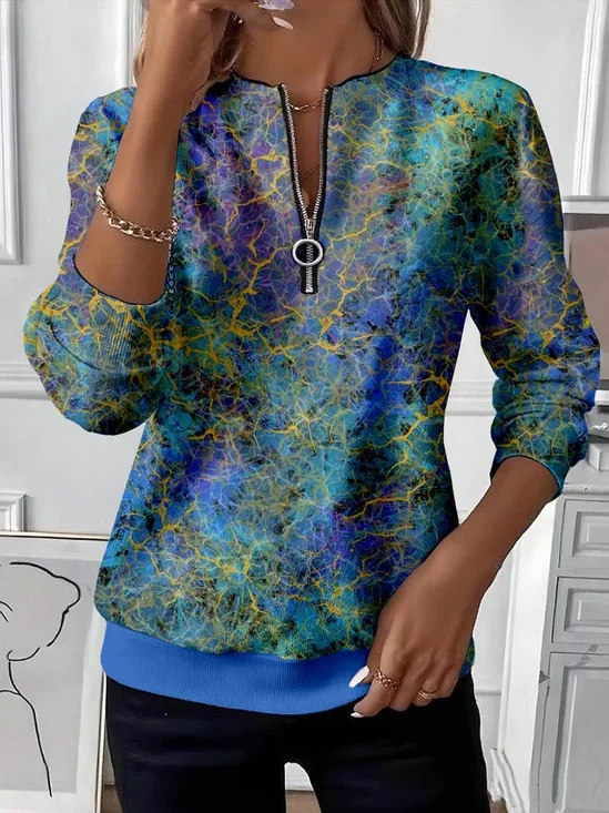 Women Abstract Crew Neck Printing Casual Spring/Fall Long Sleeve Sweatshirt