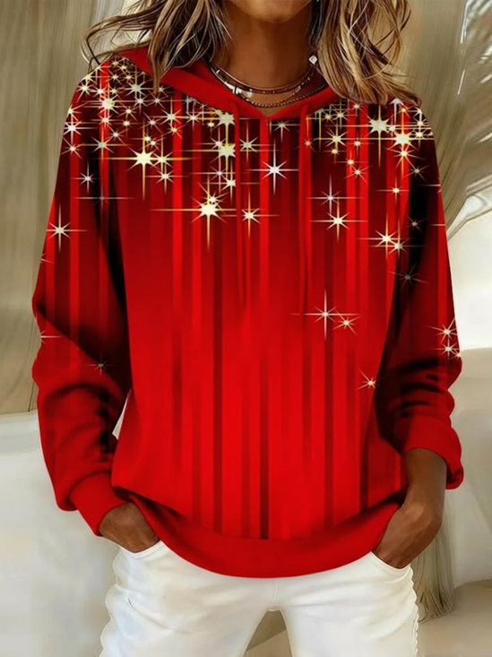 Women Christmas Spring/Fall Printing Long Sleeve Casual Daily Hoodie