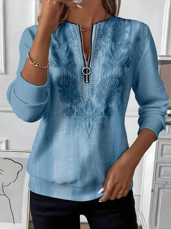 Women Floral Crew Neck Printing Casual Spring/Fall Long Sleeve Sweatshirt