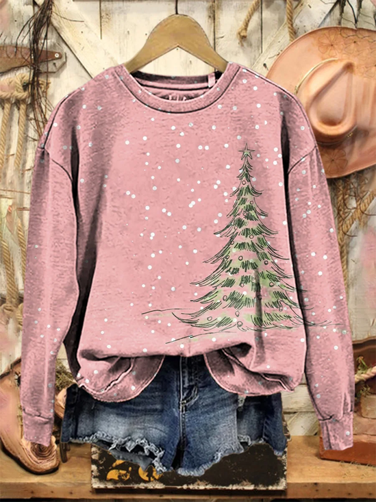 Women Christmas Crew Neck Printing Casual Spring/Fall Long Sleeve Sweatshirt