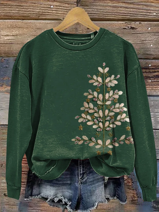 Women Floral Crew Neck Printing Casual Spring/Fall Long Sleeve Sweatshirt