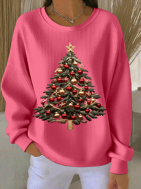 Women Christmas Crew Neck Printing Casual Spring/Fall Long Sleeve Sweatshirt