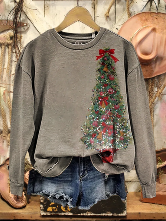 Women Christmas Crew Neck Printing Casual Spring/Fall Long Sleeve Sweatshirt