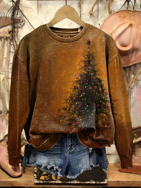 Women Christmas Crew Neck Printing Casual Spring/Fall Long Sleeve Sweatshirt