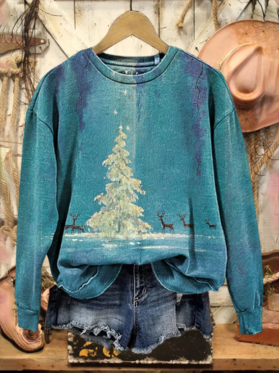 Women Christmas Crew Neck Printing Casual Spring/Fall Long Sleeve Sweatshirt