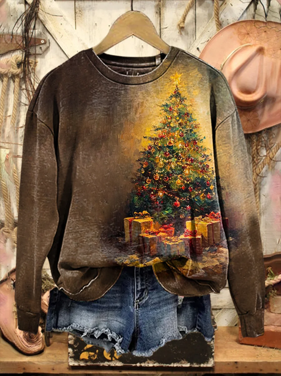 Women Christmas Crew Neck Printing Casual Spring/Fall Long Sleeve Sweatshirt