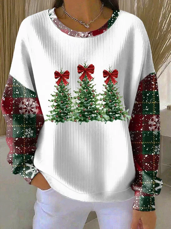 Women Christmas Crew Neck Printing Casual Spring/Fall Long Sleeve Sweatshirt