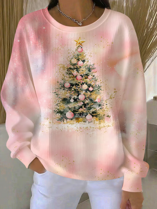 Women Christmas Crew Neck Printing Casual Spring/Fall Long Sleeve Sweatshirt