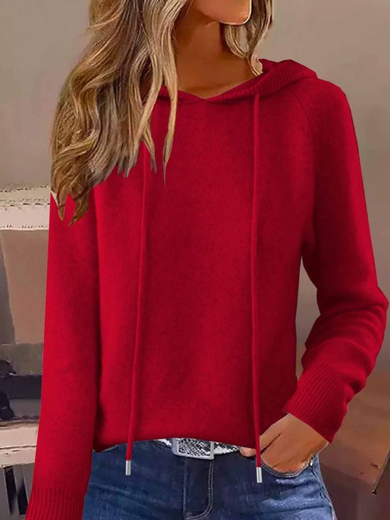 Women Plain Split Joint Winter Casual Long Sleeve Hoodie Sweater