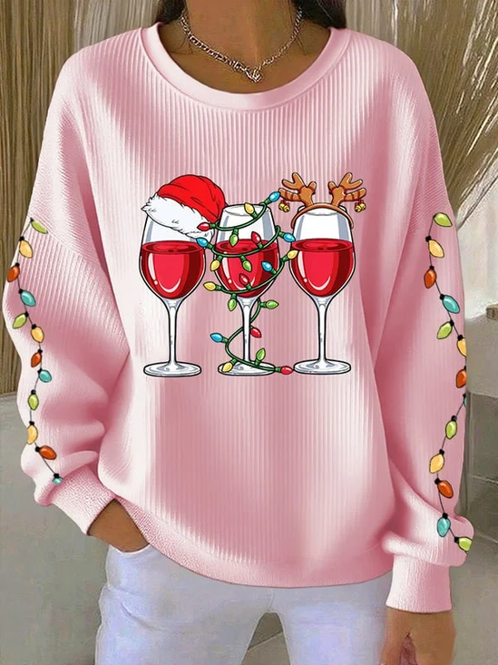 Women Christmas Crew Neck Printing Casual Spring/Fall Long Sleeve Sweatshirt