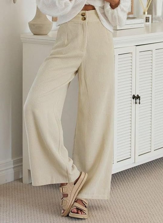 Women Plain Long Elastic Waist Pants Casual Spring/Fall Trousers