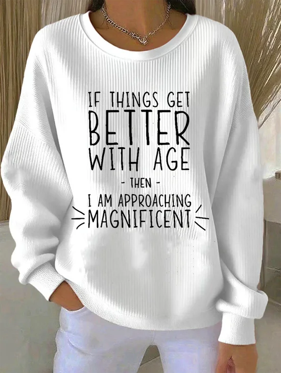 Women
                      Letter Pattern Crew Neck Vintage Spring/Fall Long
                      Sleeve Sweatshirt