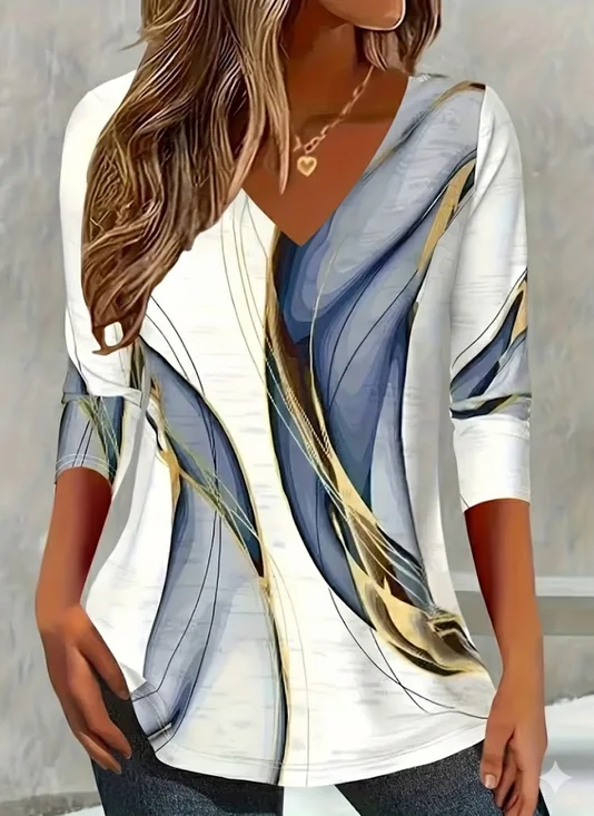 Women
                      Abstract Long Sleeve Tee T-shirt V Neck Printing
                      Casual Spring/Fall Graphic Tee Top